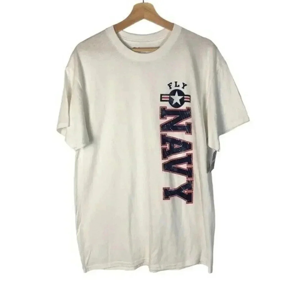 Ouray White Fly Navy Official Military Short Sleeve Crewneck T-Shirt L